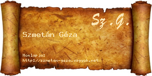 Szmetán Géza névjegykártya